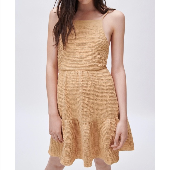 Zara Dresses & Skirts - NWT Zara Short Tiered Dress XL Straw Tan Beige